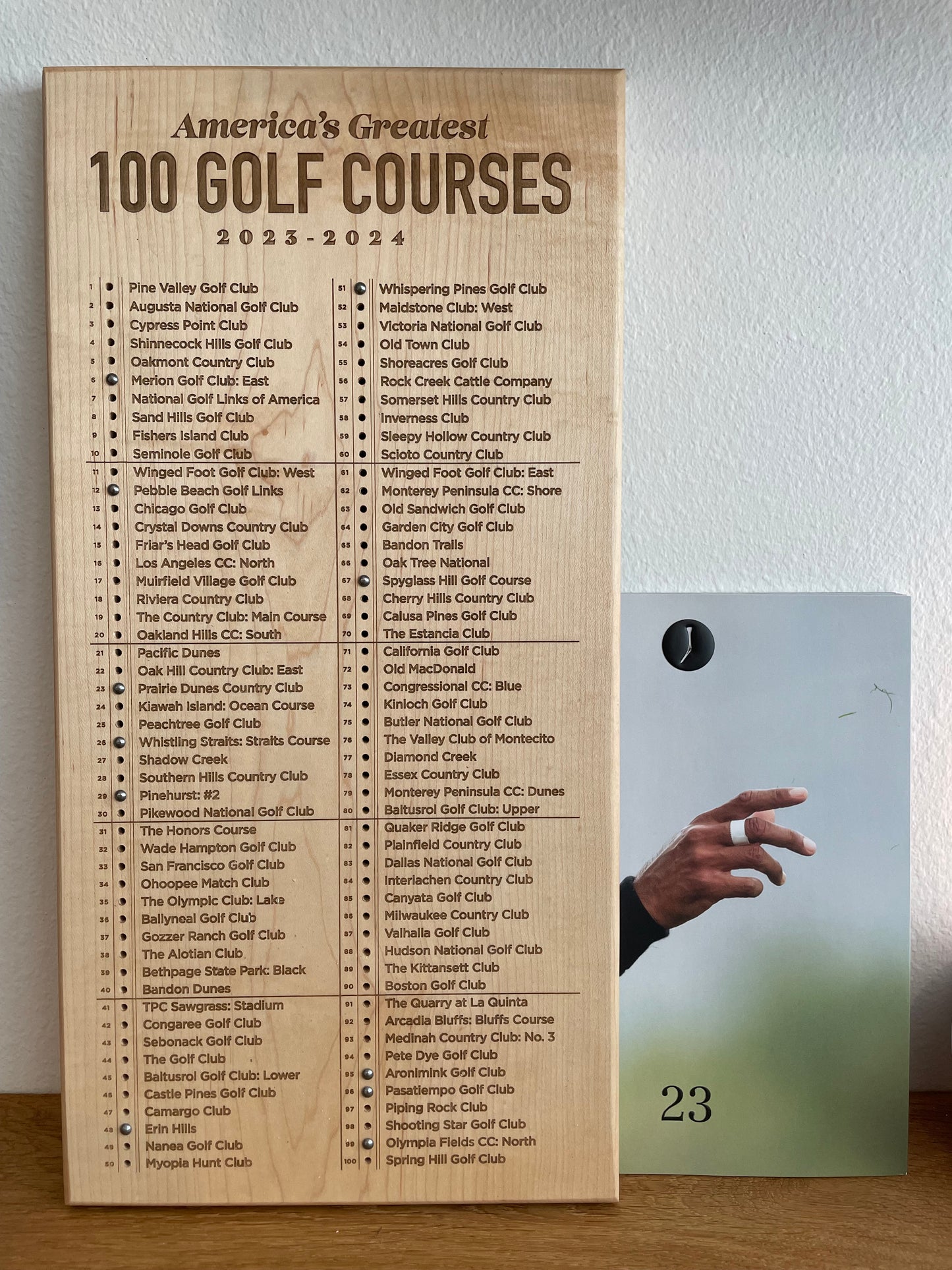 Top 100 Golf Course Tracking Peg Board