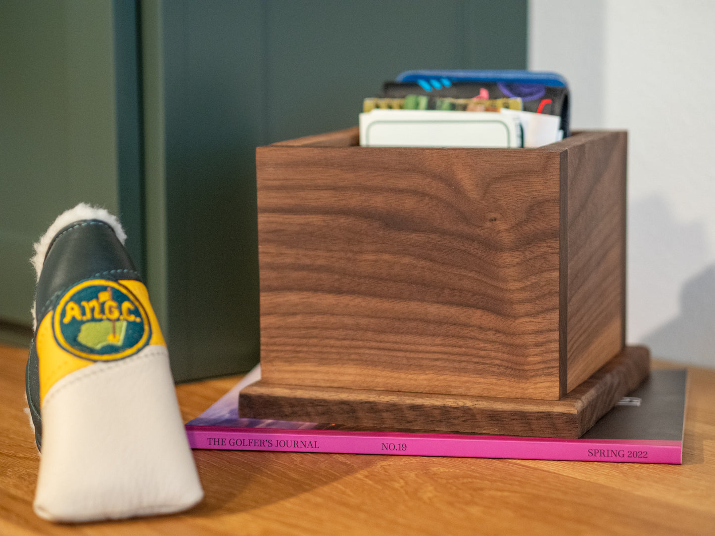 Small Custom Golf Desk Catch All - Walnut